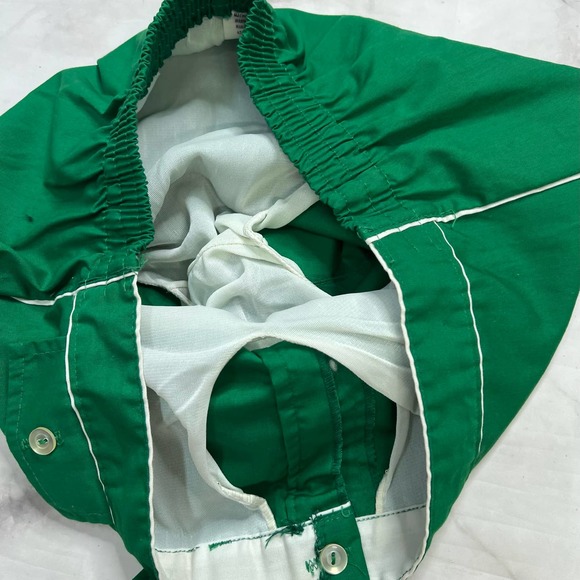 Vintage Mens Lined Green Shorts Swim Trunks Size M White Piping 70s - Picture 5 of 6